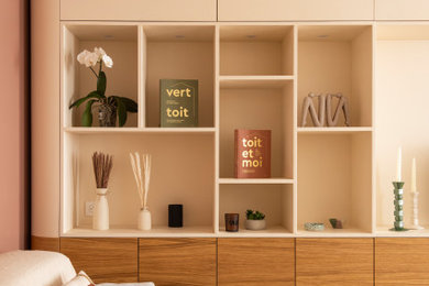 Cette photo montre un salon tendance.