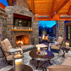 Outdoor Masonry Stone Fireplace - Outdoor Fireplaces