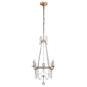Sharon Small Chandelier in Gilded  Iron with Crystal Trim