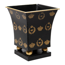 Black Crown & Bee Square Cachepots - Area Rugs