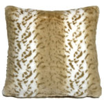 Pillow Decor Ltd. - Pillow Decor - Tawny Lynx Faux Fur Throw Pillow, 20" X 20" - Broad light caramel stripes and tawny brown markings give this beautiful faux fur throw pillow warmth and charm. With a half inch fur length, it is wonderfully soft and welcoming. Its 20 x 20 inch size makes it suitable for sofas, sectionals or as a lounge pillow on the floor or bed.