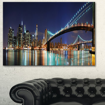 "Brooklyn Bridge Panorama" Cityscape Photo Canvas Print, 32"x16"