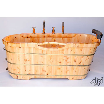 ALFI brand AB1136 61" Cedar Soaking Bathtub for Freestanding - Natural Wood