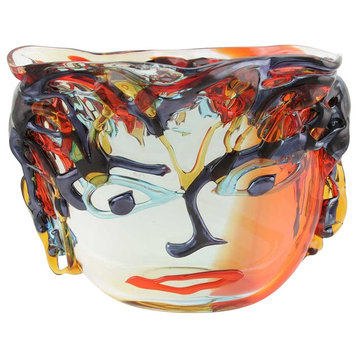 GlassOfVenice Murano Glass Picasso Head Vase - Wide