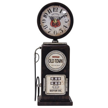 Yosemite Home Decor Old Town Transitional Metal Table Top Clock in Black