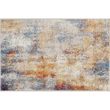 Clive Contemporary Abstract Multi-Color Indoor Scatter Mat Rug 2x3