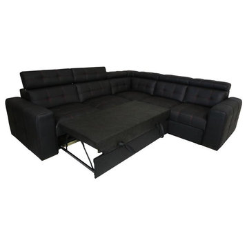 Cyrus 1 Sectional Sleeper Sofa , Black, Right Corner