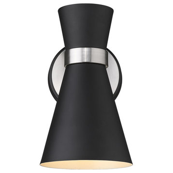 Z-Lite 728-1S Soriano 10" Tall Wall Sconce - Matte Black / Brushed Nickel