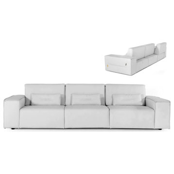 Cleo Modern Italian White Leather Sofa