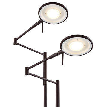 Dessau Turbo Double Swing-Arm LED Floor Lamp, Bronze