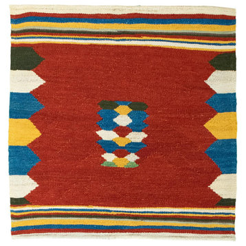 Persian Kilim Fars 3'4"x3'5" Hand Woven Oriental Rug