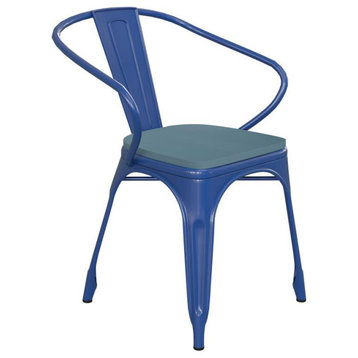 Luna Commercial Blue Metal Chair-Teal Seat