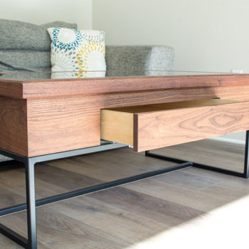 REAS WALNUT, CORK AND STEEL COFFEE TABLE