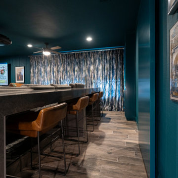 Moody modern transitional home theater