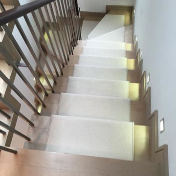 Installing White Carpet to Stairs as a Runner