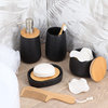 Bath D Dolomite Vanity Soap Dispenser 15 fl oz White-Bamboo Top, Black