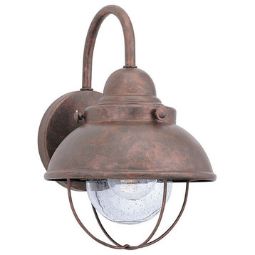 11.25 Inch 9.3W 1 LED Small Outdoor Wall Lantern-Weathered Copper