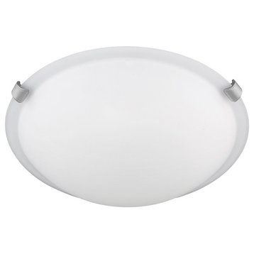 3 Light 16" W Round Alabaster Glass Flush mount With Satin Nickel and ORB Accent
