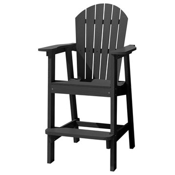 Rustic Adirondack Chairs Outdoor BarStools with Hight Back Design, Black