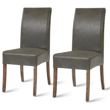 New Pacific Direct Valencia 19" Bonded Leather Chair in Gray (Set of 2)