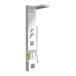 ADM Bathroom Design - ADM Shower Panel System With Handheld Shower Sprayer, White, 57" - Shower Panels And Columns