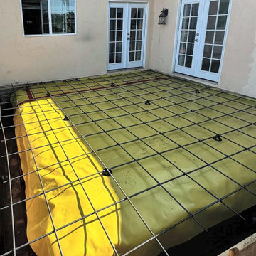 During construction: rebar and vapor barrier for slab