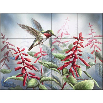 Tile Mural, Summer Hummingbird by Wanda Mumm