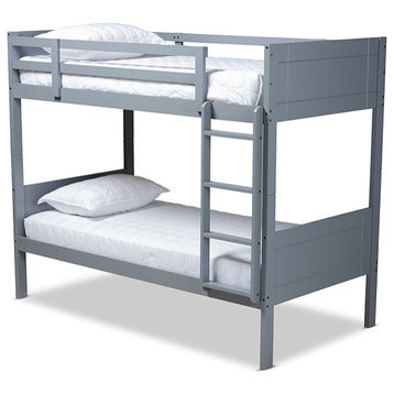 Elsie Modern and Contemporary Grayed Wood Twin Size Bunk Bed
