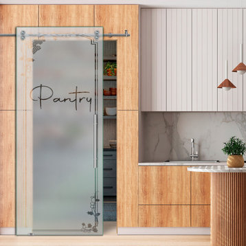 V2000 Sliding Glass Pantry Door, 38"x81", Right Opening, Semi-Private