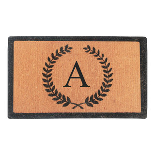 A1hc 100% Pure Rubber Monogrammed Front Door Mat 24 x39 Doormat, Indoor/ Outdoor Use - N