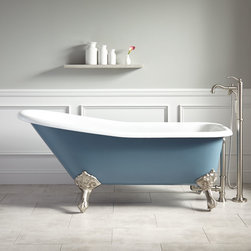 66" GOODWIN CAST IRON CLAWFOOT TUB - IMPERIAL FEET - SLATE BLUE - Bathtubs