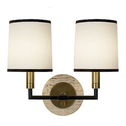 Robert Abbey Axis Double Sconce Brass Finish w/ Cocoa Brown Acce - Wall Sconces