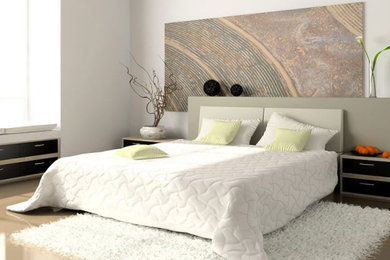 Example of a minimalist bedroom design in Miami