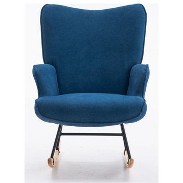 Contemporary Modern Style Rocking Chair-Fabric Accent Chair-Blue