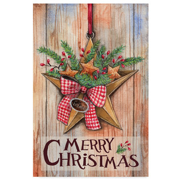 Melinda Hipsher 'Merry Christmas Barn Star' Canvas Art, 24"x16"