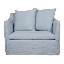 Vittoria Slip Cover Linen Sofa Chair - Sky - Fåtöljer