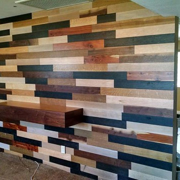 Rustic Wood Plank Wall w/ Mantel
