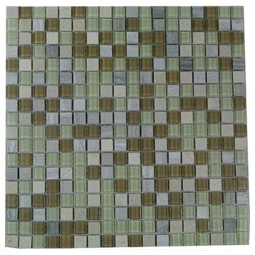 Crystal Stone 0.625 in x 0.625 in Glass and Stone Square Mosaic in Cornsilk