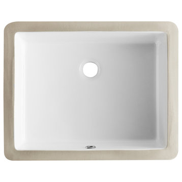 White Ceramic Rectangular Lavatory Undermount Bathroom Sink with Overflow