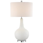 Lite Source - Lite Source Dylan Table Lamp - TABLE LAMP, WHITE GLASS/WHITE FABRIC SHADE, E27 A 100W