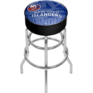 NHL Chrome Bar Stool With Swivel, Watermark, New York Islanders