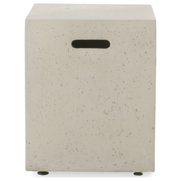 Hearth Outdoor Lightweight Concrete Tank Holder Side Table, Light Gray