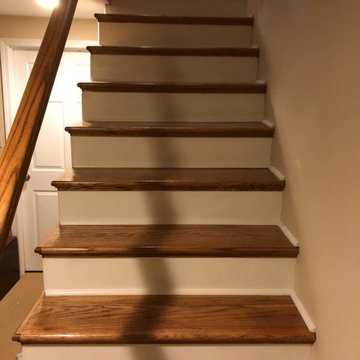 kitchen living room, basement steps