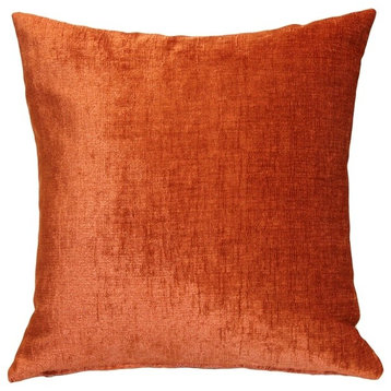 Pillow Decor, Venetian Velvet Earthen Orange Throw Pillow 19x19
