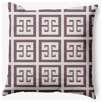 18x18" Greek Key Patterned Nautical Decorative Indoor Pillow, Dusty Purple