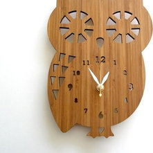 Contemporary Clocks Buddy Owl Bamboo Clock