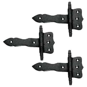 Black Wrought Iron Strap Hinges Rustproof 5 in. Set of 3