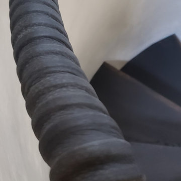 Black Leather Wrapped Brass Handrail