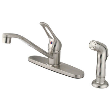 Kingston Single-Handle 8" Centerset Kitchen Faucet w/Sprayer, Brushed Nickel