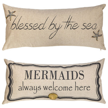 Mermaids Beach House Double Sided Pillow With Pins